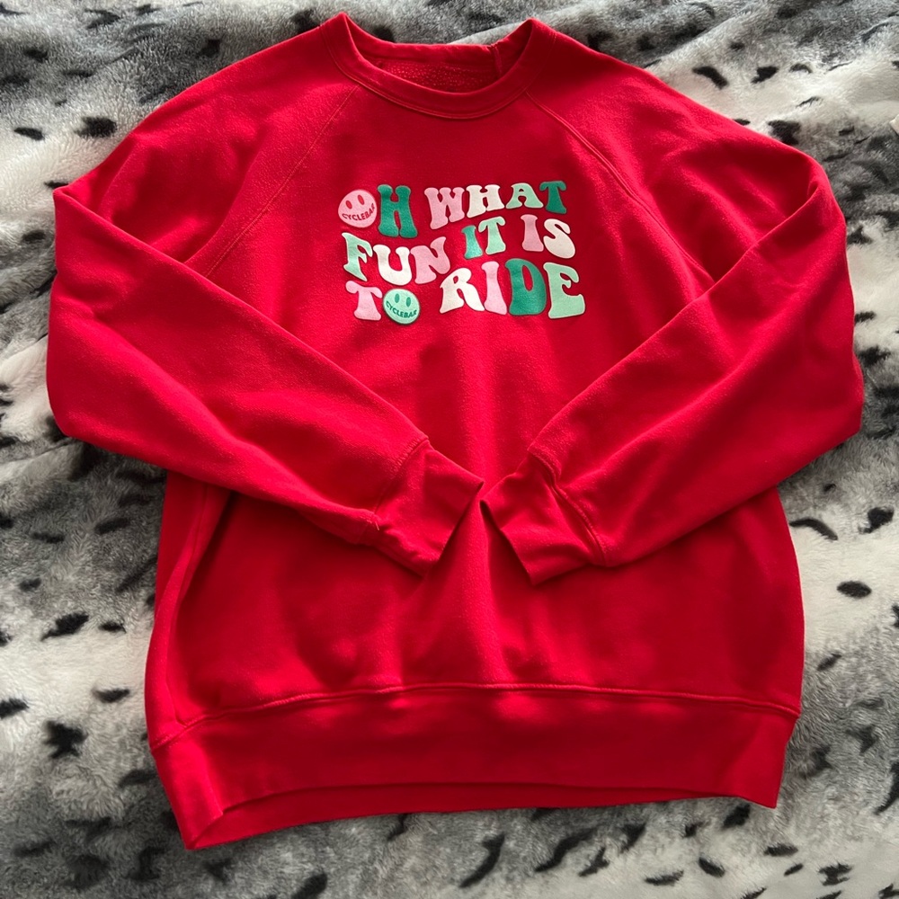 Cyclebar Red Sweatshirt - Fun Ride Design